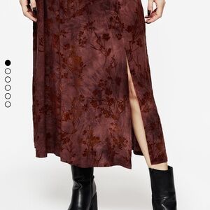 Wytchelm Floral Flocked Velour Midi Skirt